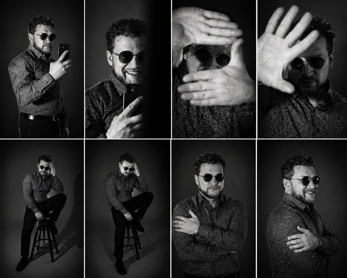 Чорно-білий чоловічий портрет — серія кадрів